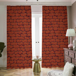 8-Bit Pixel Brick Wall Print Blackout Pencil Pleat Curtains