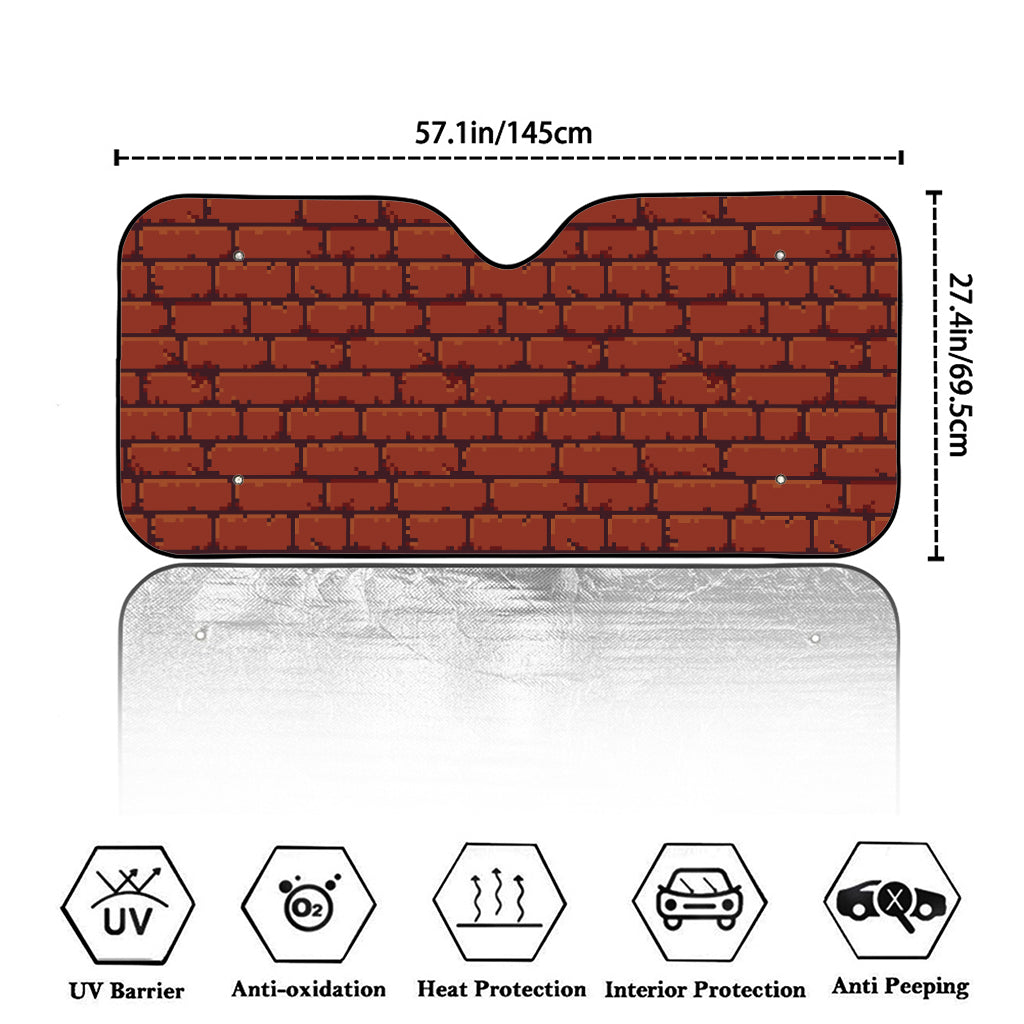 8-Bit Pixel Brick Wall Print Car Windshield Sun Shade
