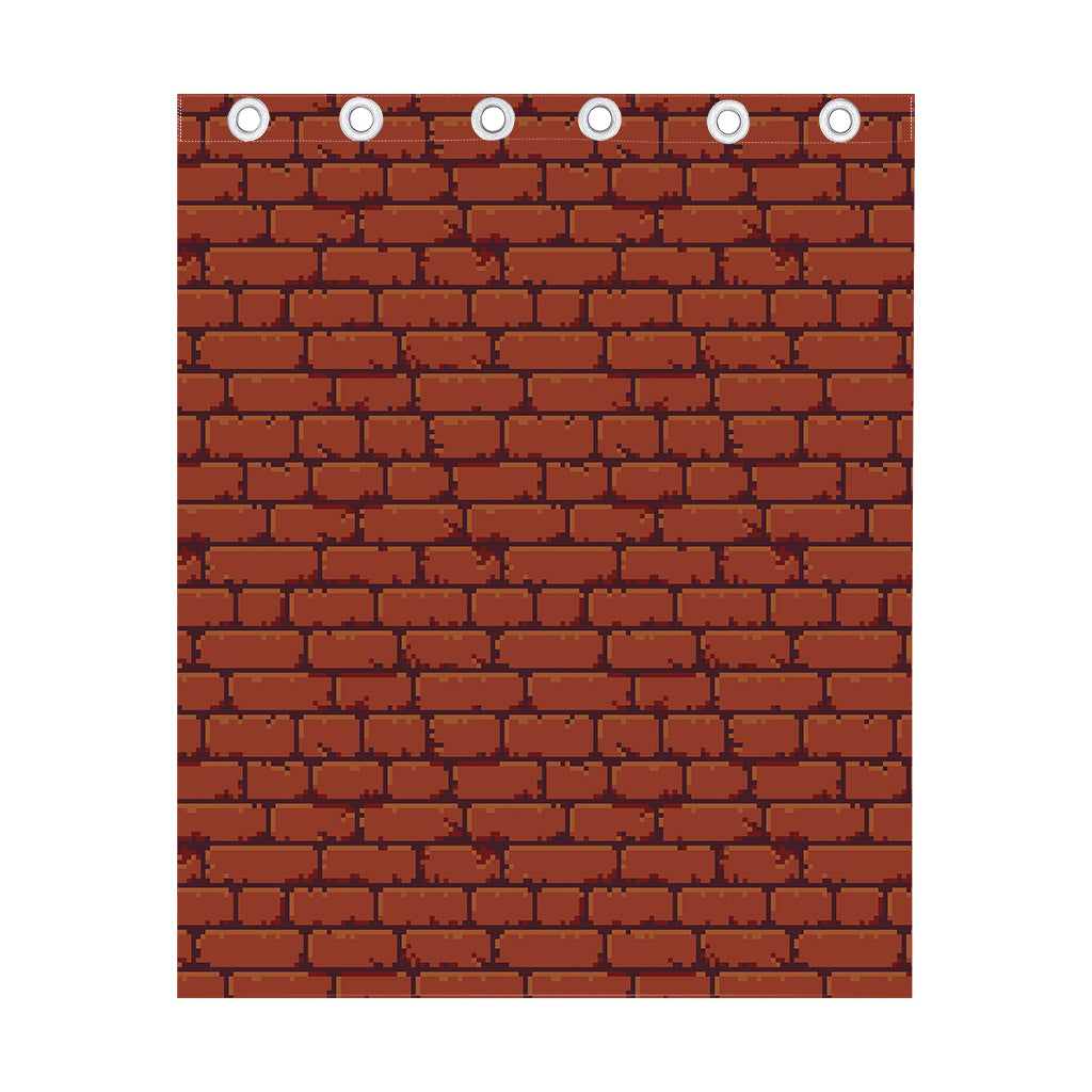 8-Bit Pixel Brick Wall Print Curtain