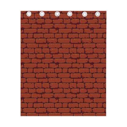 8-Bit Pixel Brick Wall Print Curtain