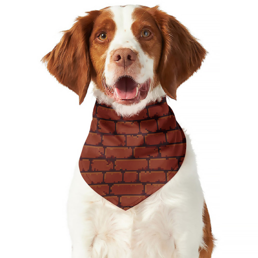 8-Bit Pixel Brick Wall Print Dog Bandana