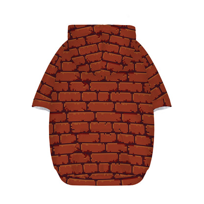 8-Bit Pixel Brick Wall Print Dog Zip Up Hoodie
