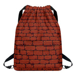 8-Bit Pixel Brick Wall Print Drawstring Backpack