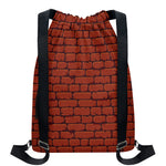 8-Bit Pixel Brick Wall Print Drawstring Backpack