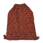8-Bit Pixel Brick Wall Print Drawstring Bag