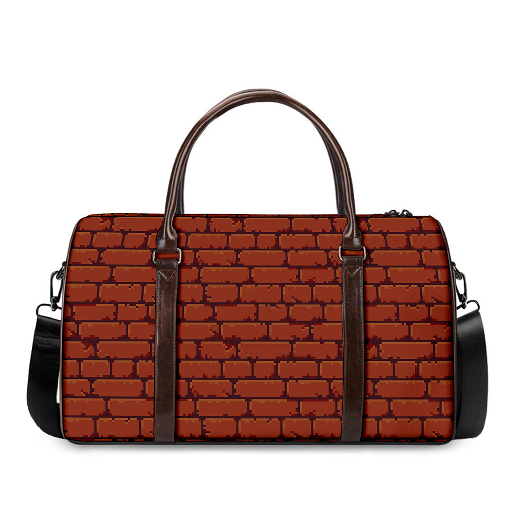 8-Bit Pixel Brick Wall Print Duffle Bag