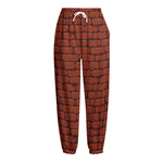 8-Bit Pixel Brick Wall Print Fleece Lined Knit Pants
