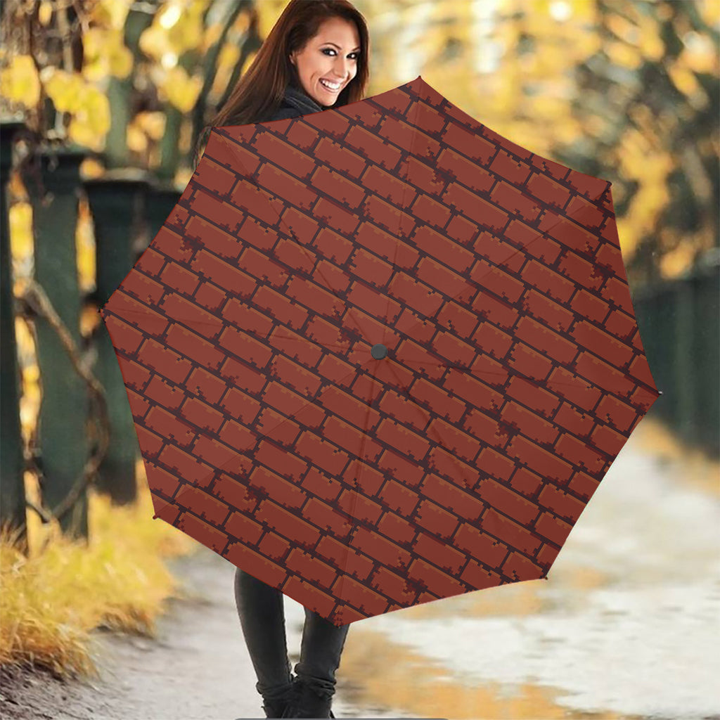 8-Bit Pixel Brick Wall Print Foldable Umbrella