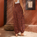 8-Bit Pixel Brick Wall Print Harem Pants