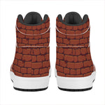 8-Bit Pixel Brick Wall Print High Top Leather Sneakers