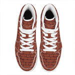8-Bit Pixel Brick Wall Print High Top Leather Sneakers