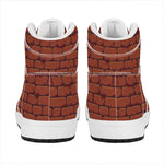 8-Bit Pixel Brick Wall Print High Top Leather Sneakers