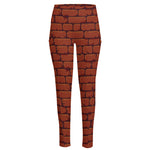 8-Bit Pixel Brick Wall Print High-Waisted Pocket Leggings