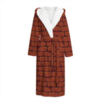 8-Bit Pixel Brick Wall Print Hooded Bathrobe