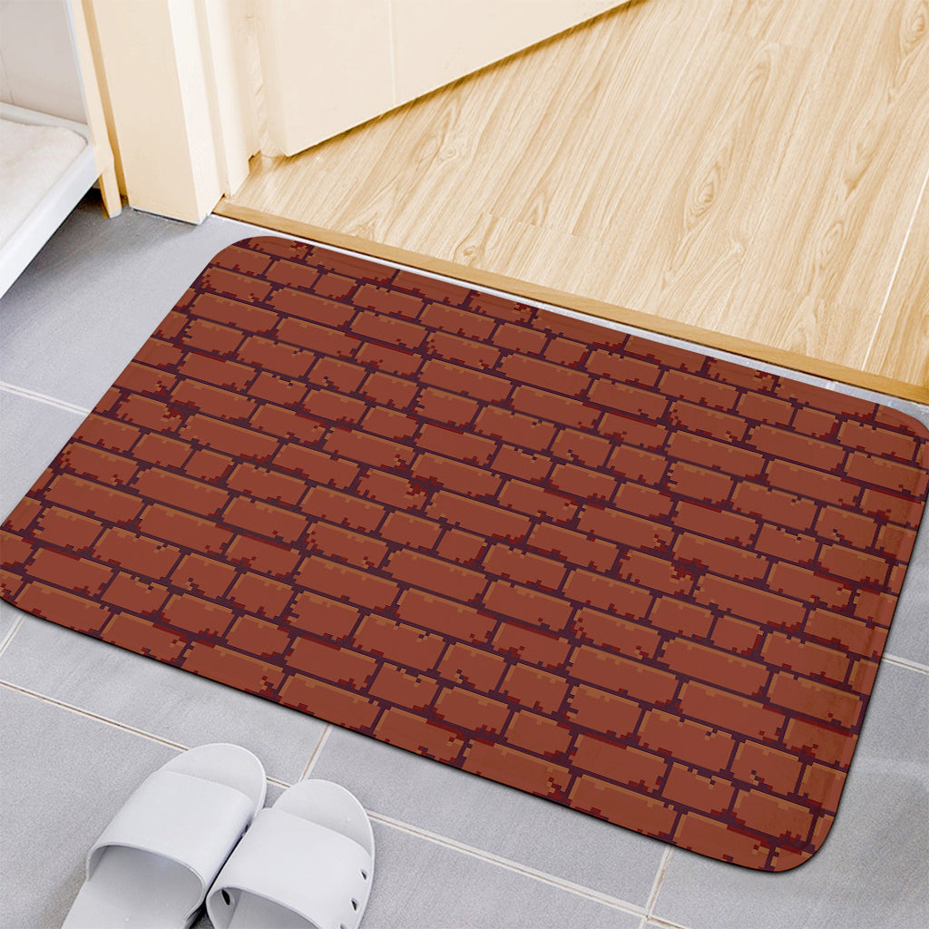 8-Bit Pixel Brick Wall Print Indoor Door Mat