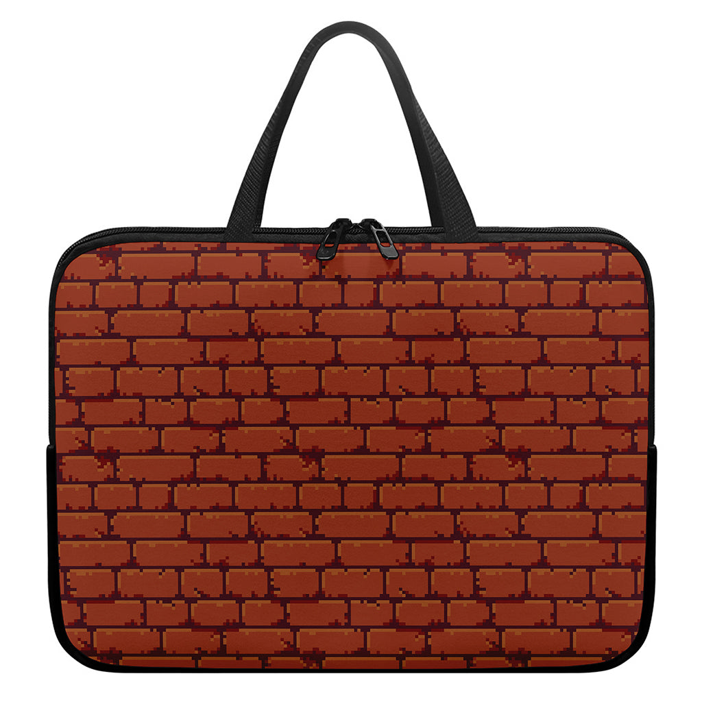 8-Bit Pixel Brick Wall Print Laptop Sleeve With Handle