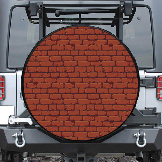 8-Bit Pixel Brick Wall Print Leather Spare Tire Cover