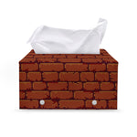 8-Bit Pixel Brick Wall Print Leather Tissue Box Cover