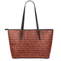 8-Bit Pixel Brick Wall Print Leather Tote Bag With Zipper