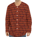 8-Bit Pixel Brick Wall Print Long Sleeve Baseball Jersey