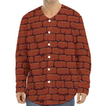 8-Bit Pixel Brick Wall Print Long Sleeve Baseball Jersey