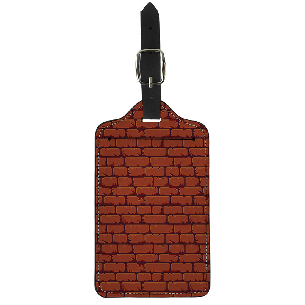 8-Bit Pixel Brick Wall Print Luggage Tag