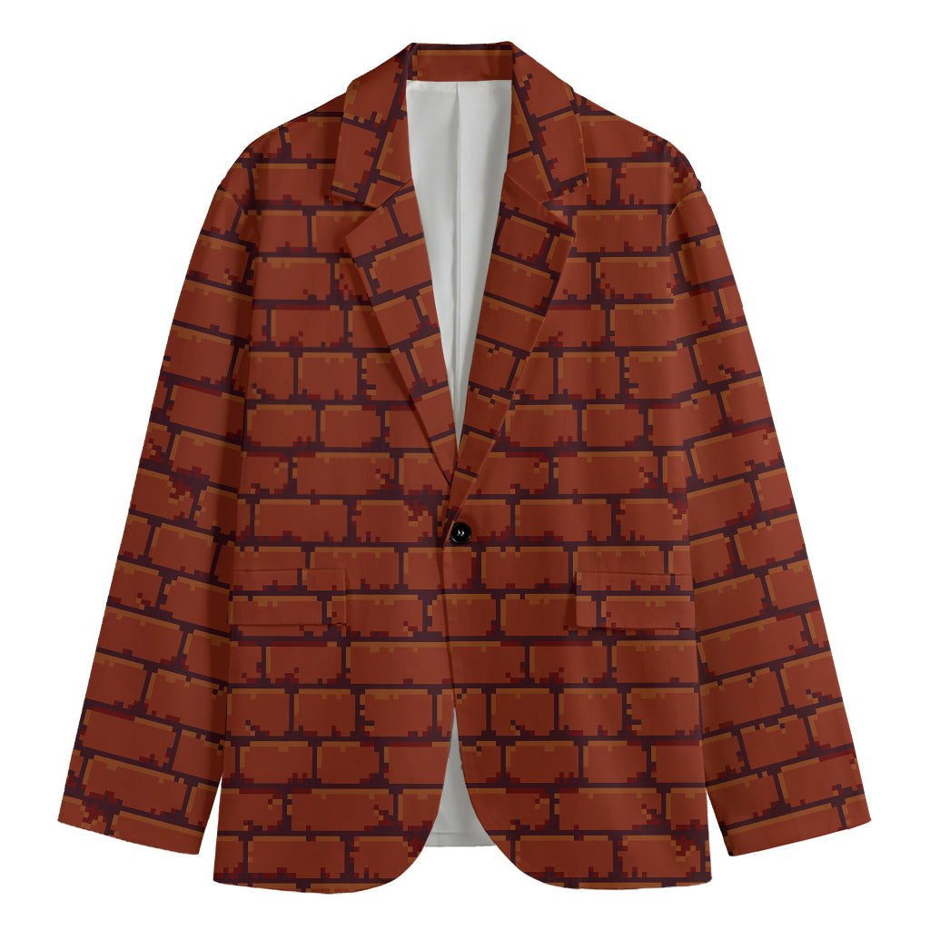 8-Bit Pixel Brick Wall Print Men's Blazer