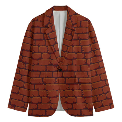 8-Bit Pixel Brick Wall Print Men's Blazer