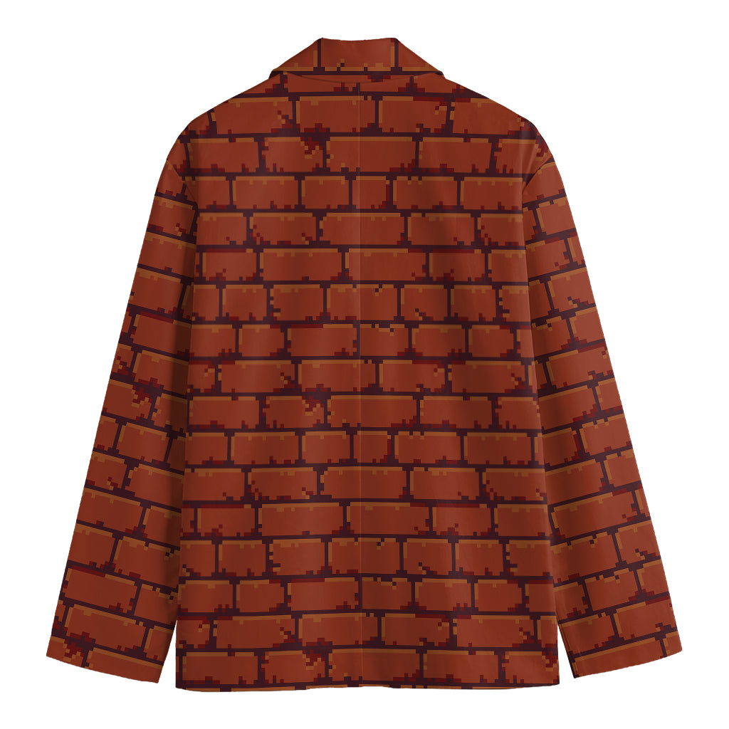 8-Bit Pixel Brick Wall Print Men's Blazer