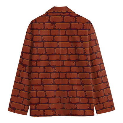 8-Bit Pixel Brick Wall Print Men's Blazer