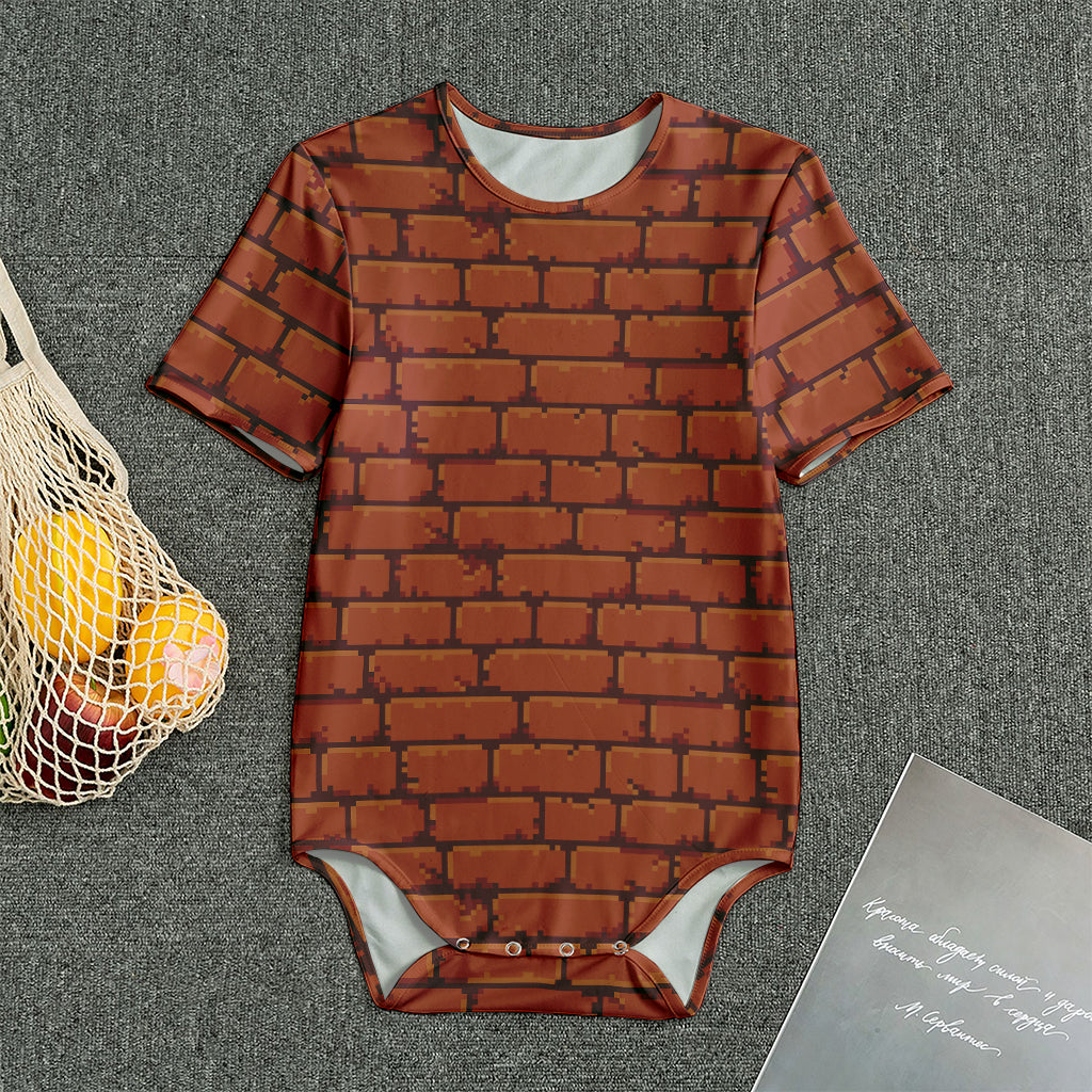 8-Bit Pixel Brick Wall Print Men's Bodysuit