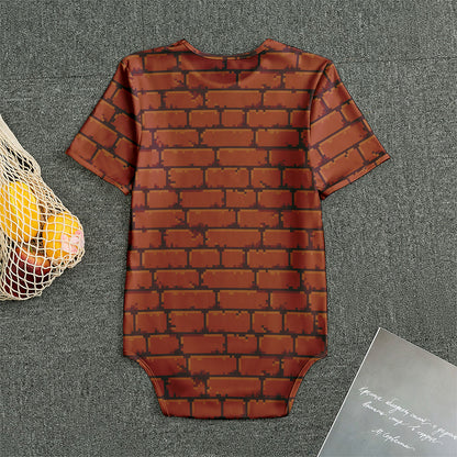 8-Bit Pixel Brick Wall Print Men's Bodysuit