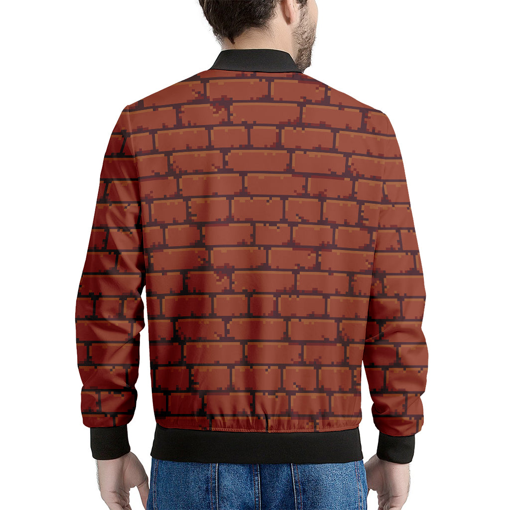 8-Bit Pixel Brick Wall Print Men's Bomber Jacket