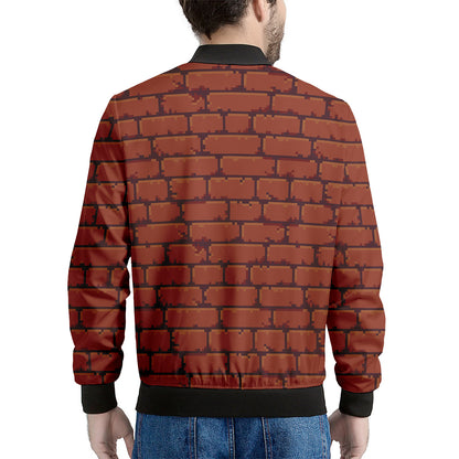 8-Bit Pixel Brick Wall Print Men's Bomber Jacket