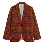 8-Bit Pixel Brick Wall Print Men's Cotton Blazer
