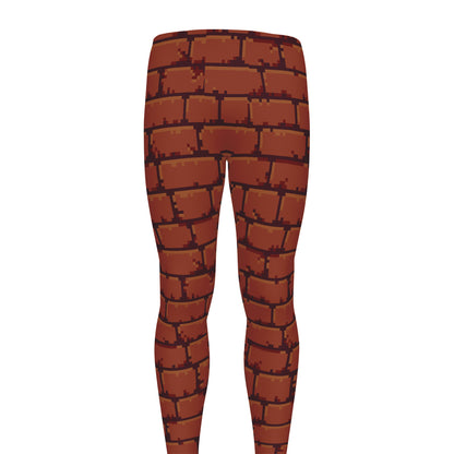 8-Bit Pixel Brick Wall Print Men's leggings