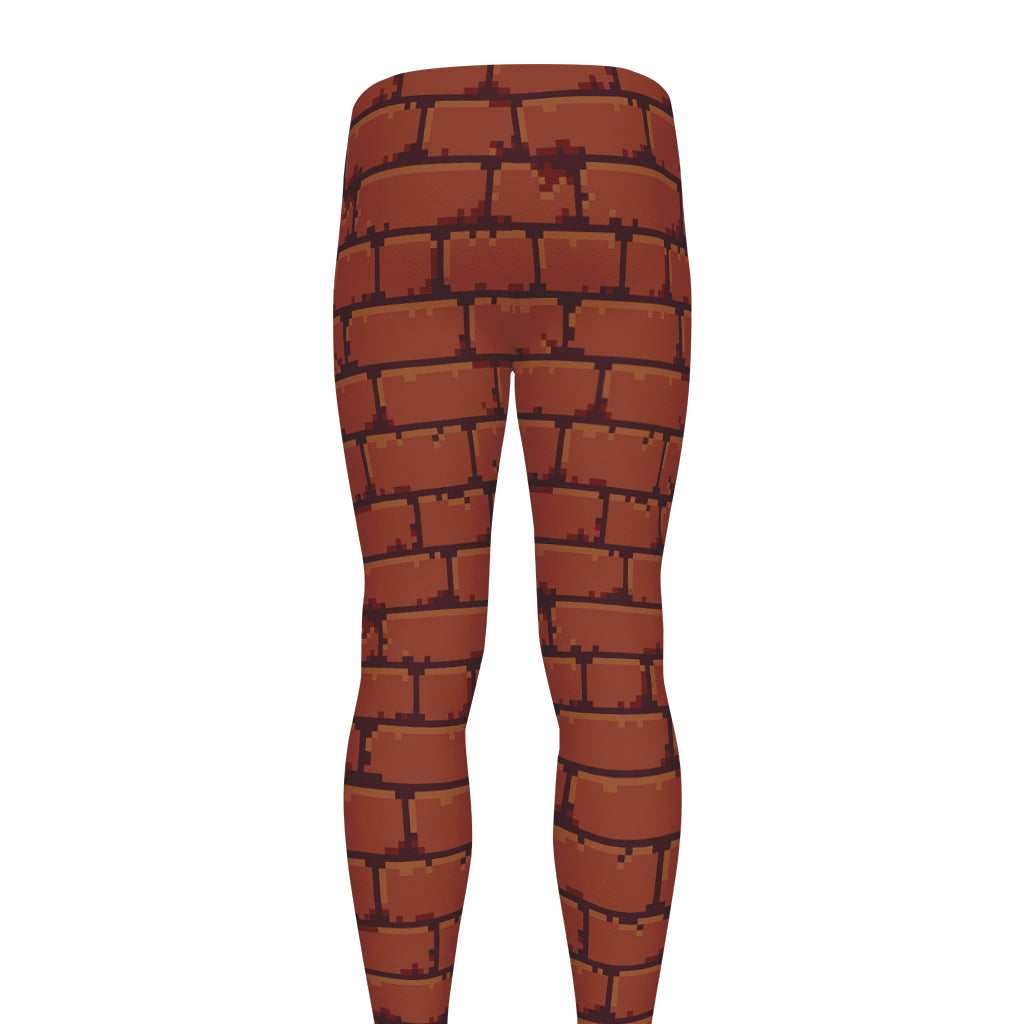 8-Bit Pixel Brick Wall Print Men's leggings