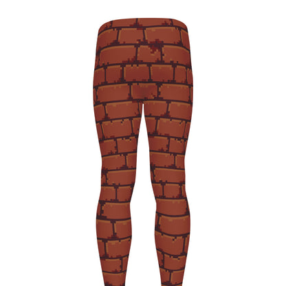 8-Bit Pixel Brick Wall Print Men's leggings