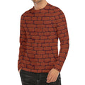 8-Bit Pixel Brick Wall Print Men's Long Sleeve Rash Guard