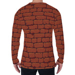 8-Bit Pixel Brick Wall Print Men's Long Sleeve T-Shirt