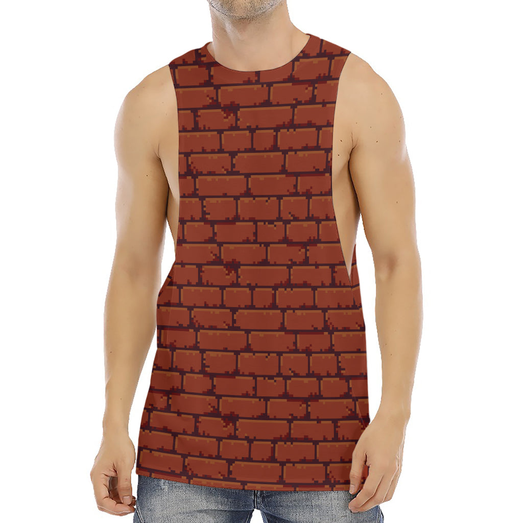 8-Bit Pixel Brick Wall Print Men's Muscle Tank Top