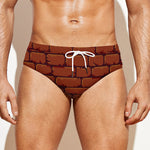8-Bit Pixel Brick Wall Print Men's Swim Briefs