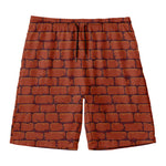8-Bit Pixel Brick Wall Print Men's Swim Trunks