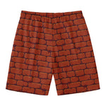 8-Bit Pixel Brick Wall Print Men's Swim Trunks