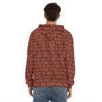 8-Bit Pixel Brick Wall Print Men's Velvet Pullover Hoodie