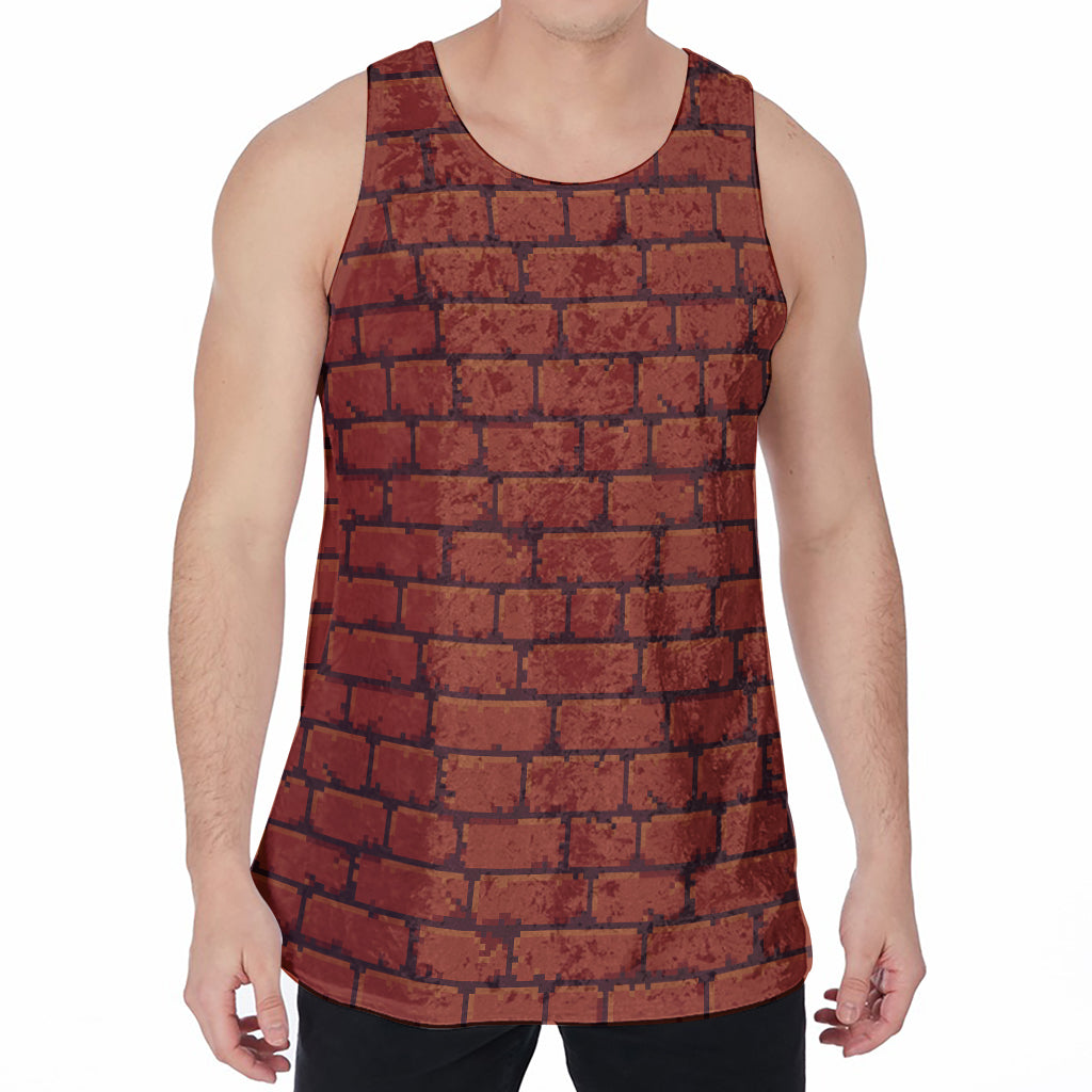 8-Bit Pixel Brick Wall Print Men's Velvet Tank Top