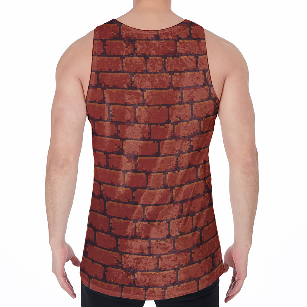 8-Bit Pixel Brick Wall Print Men's Velvet Tank Top