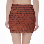 8-Bit Pixel Brick Wall Print Pencil Mini Skirt