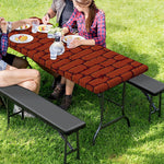 8-Bit Pixel Brick Wall Print Picnic Table Cover