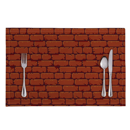 8-Bit Pixel Brick Wall Print Placemat